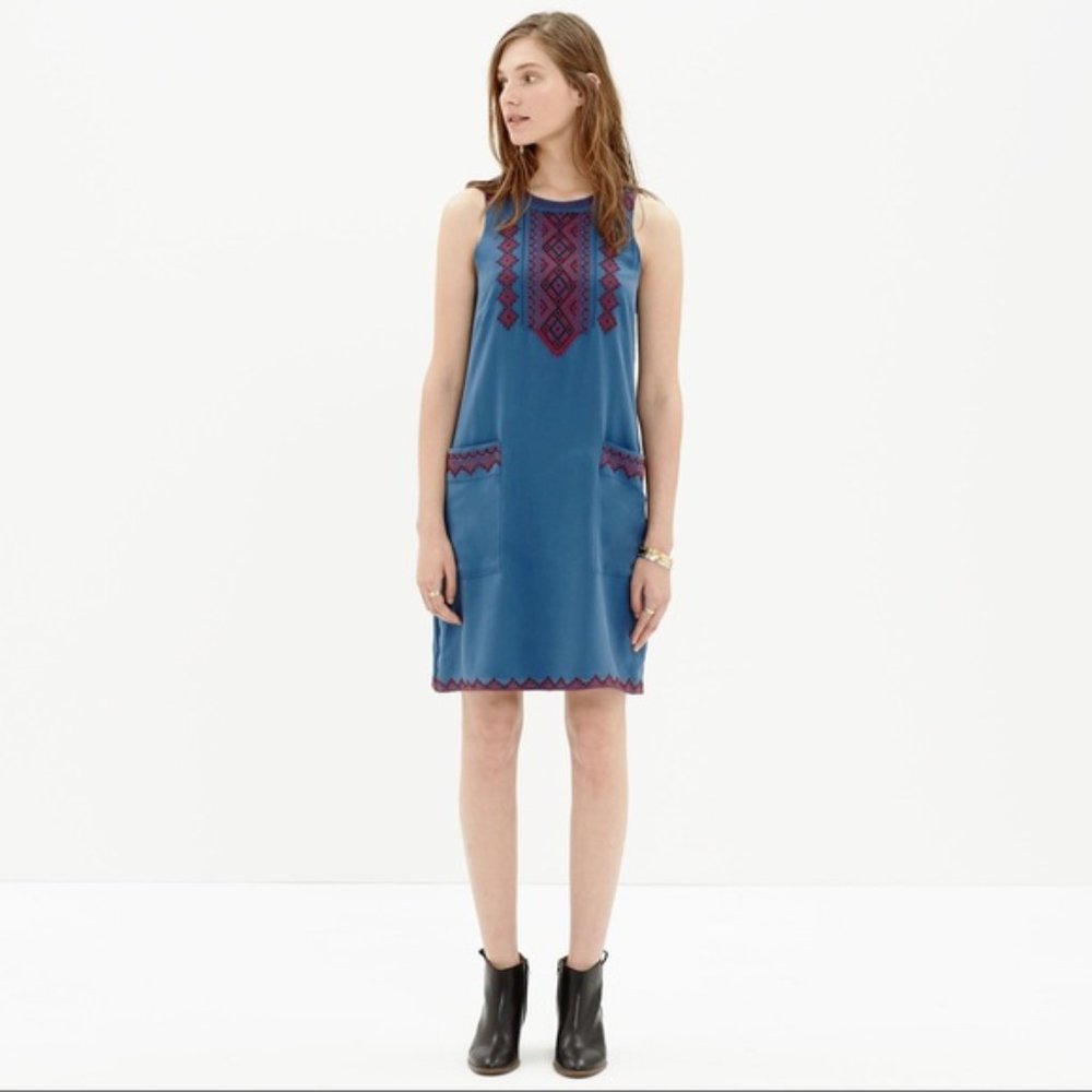 MADEWELL Embroidered Silk Tunic Dress {AA13}